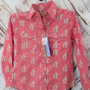 Panhandle Kids Cactus Print Button Down Shirt - Pearl Snaps